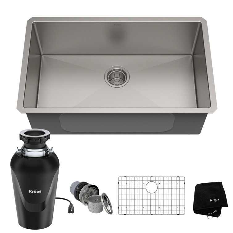 30-Inch Stainless Steel Undermount Kitchen Sink with Garbage Disposal
