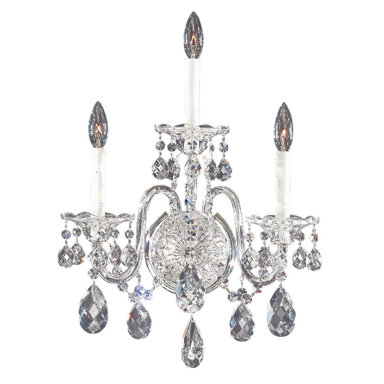 Polished Silver 3-Light Crystal Wall Sconce
