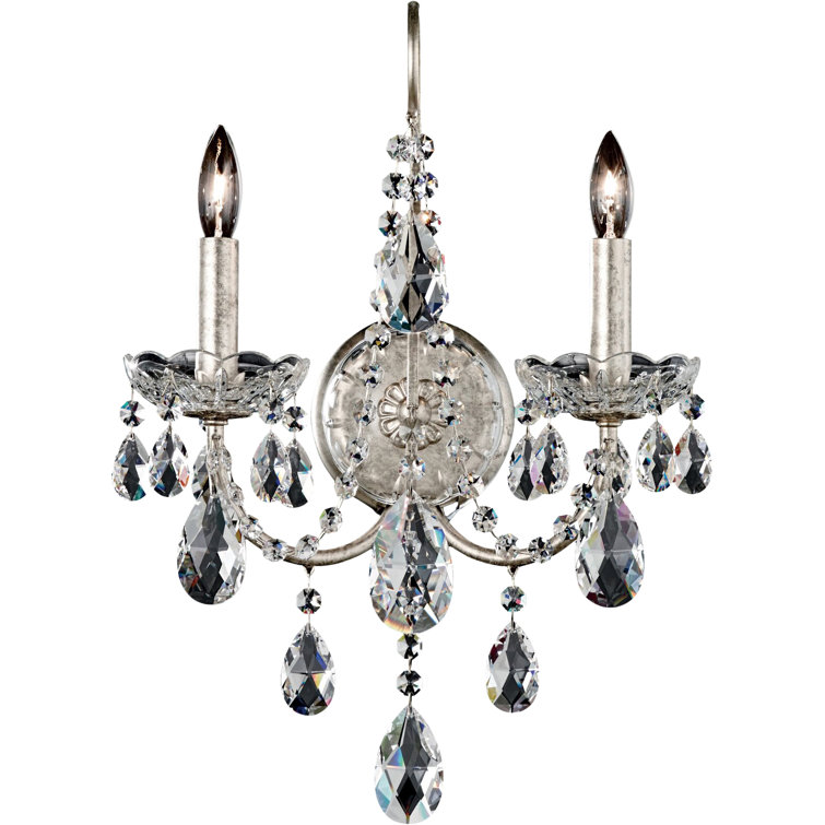 Polished Silver Heritage Crystal 2-Light Wall Sconce