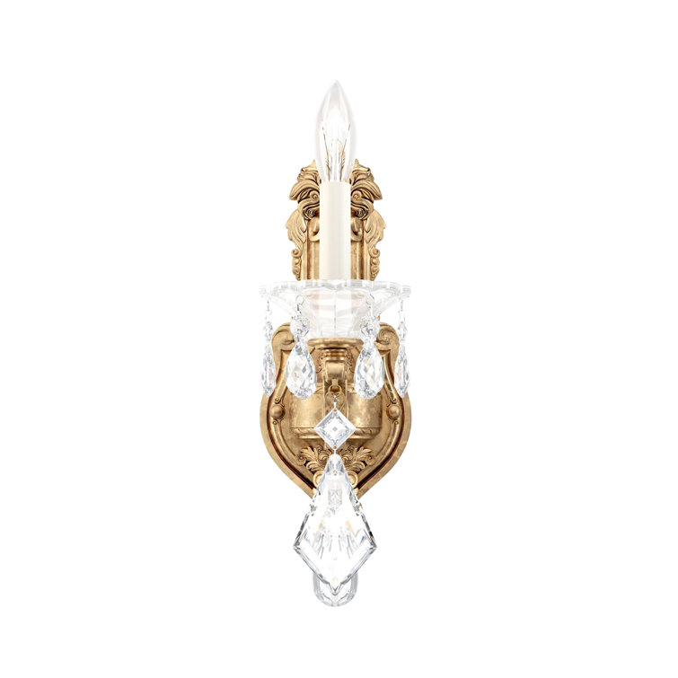 La Scala French Gold Wall Sconce with Clear Heritage Crystals