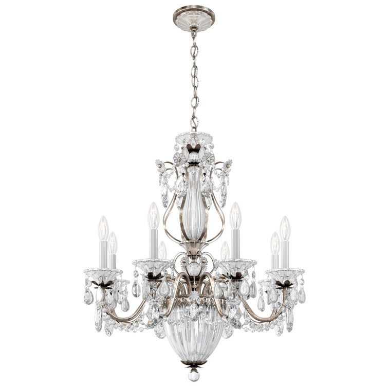 Elegant Antique Silver 11-Light Chandelier with Heritage Crystal