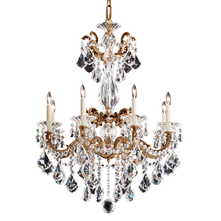 Florentine Bronze and Crystal 8-Light Candle Chandelier