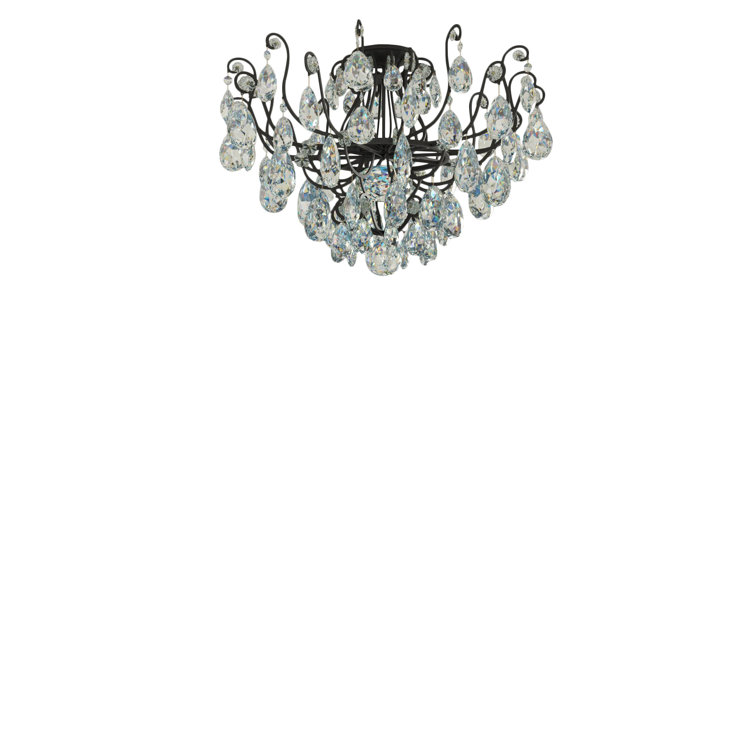 Antique Silver Crystal 8-Light Semi Flush Mount