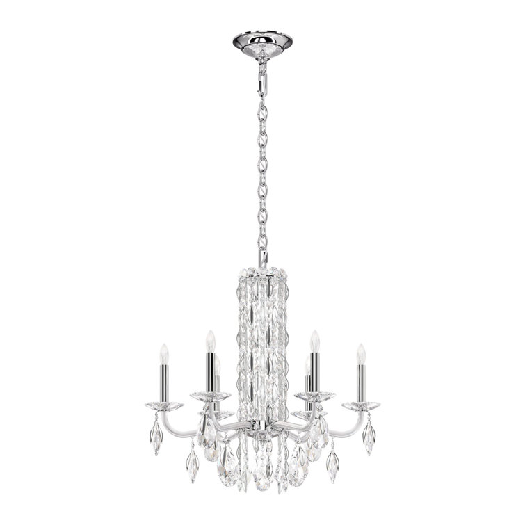 Sarella Polished Stainless Steel 6-Light Crystal Chandelier