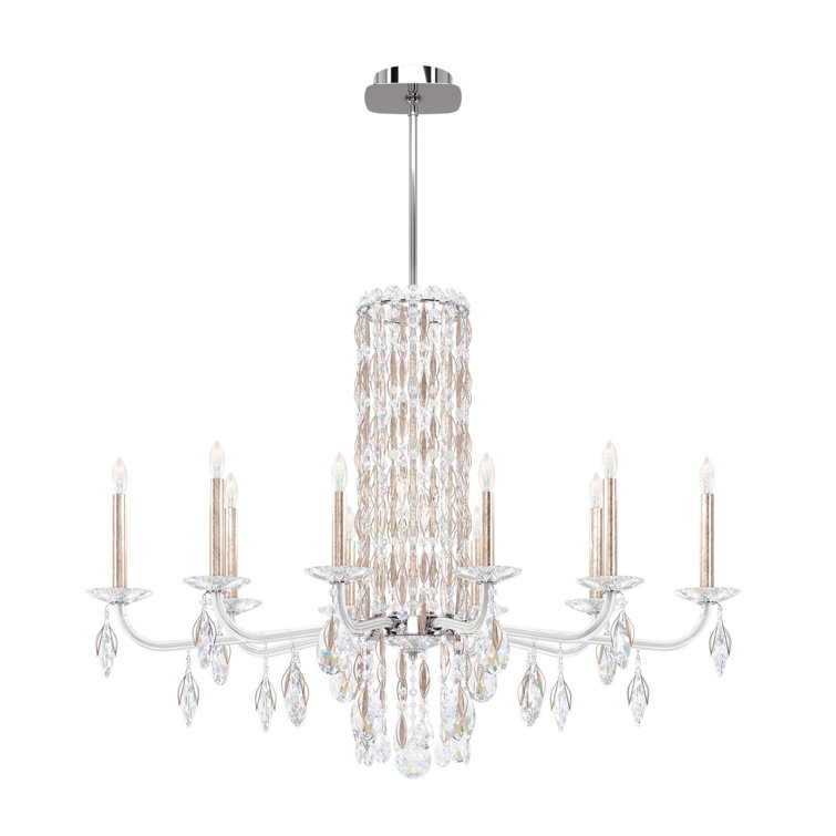 Antique Silver 10-Light Chandelier with Clear Heritage Crystal