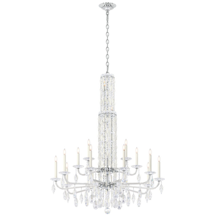 Elegant White 17-Light Chandelier with Clear Heritage Crystals