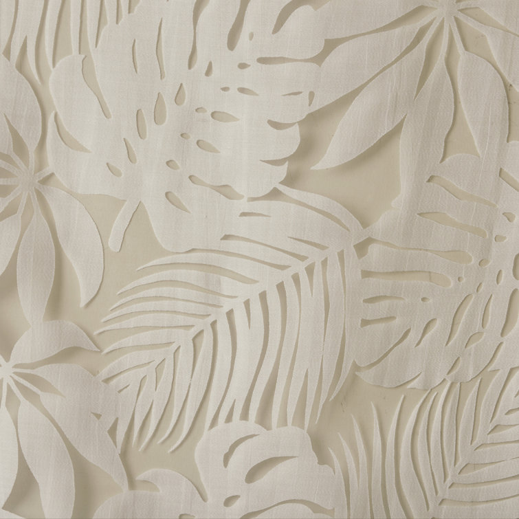 Natural Beige Palm Leaf Sheer Grommet Curtain Panel