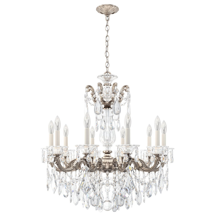 Antique Silver La Scala 10-Light Heritage Clear Crystal Chandelier