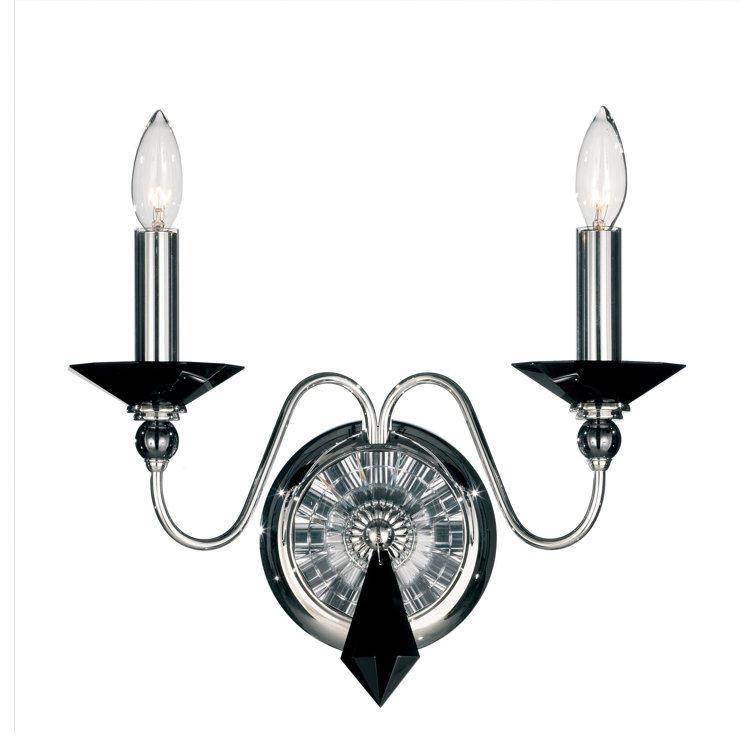 Jasmine Polished Silver 2-Light Wall Sconce with Optic Clear Crystals