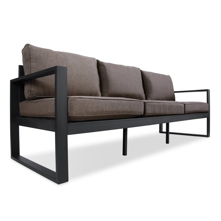 Baltic Black Metal Outdoor 3-Seat Sofa with Cushions