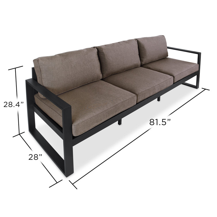 Baltic Black Metal Outdoor 3-Seat Sofa with Cushions