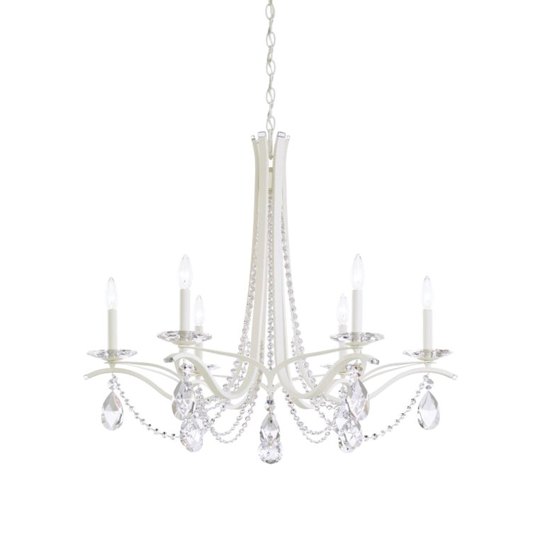 Elegant White and Clear Crystal 6-Light Traditional Chandelier