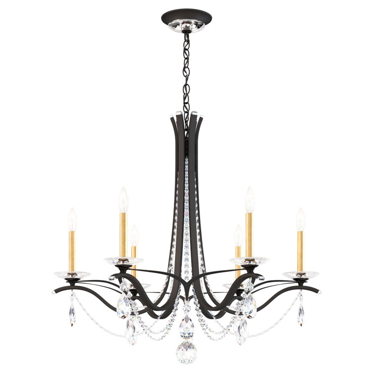 Vesca Black and Clear Crystal 6-Light Chandelier