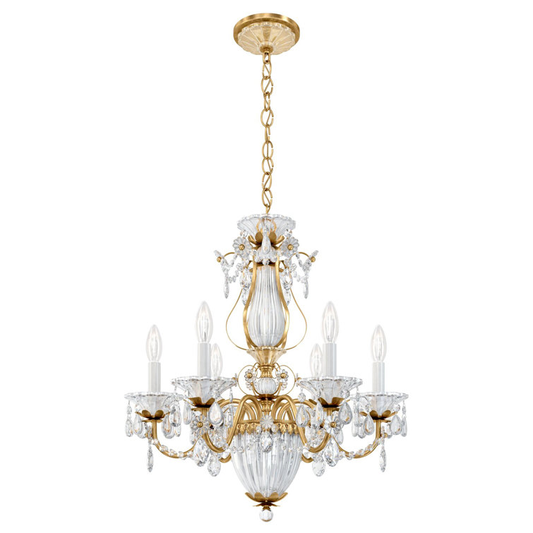 Elysian 6-Light French Gold Chandelier with Clear Heritage Crystals