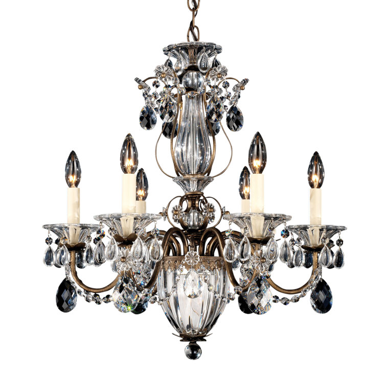 Elysian Antique Silver 6-Light Chandelier with Clear Heritage Crystal