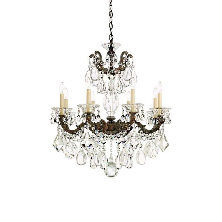 Florentine Bronze La Scala 8-Light Chandelier with Clear Heritage Crystals