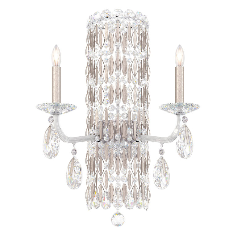 Antique Silver Crystal Cylinder Dimmable Wall Sconce
