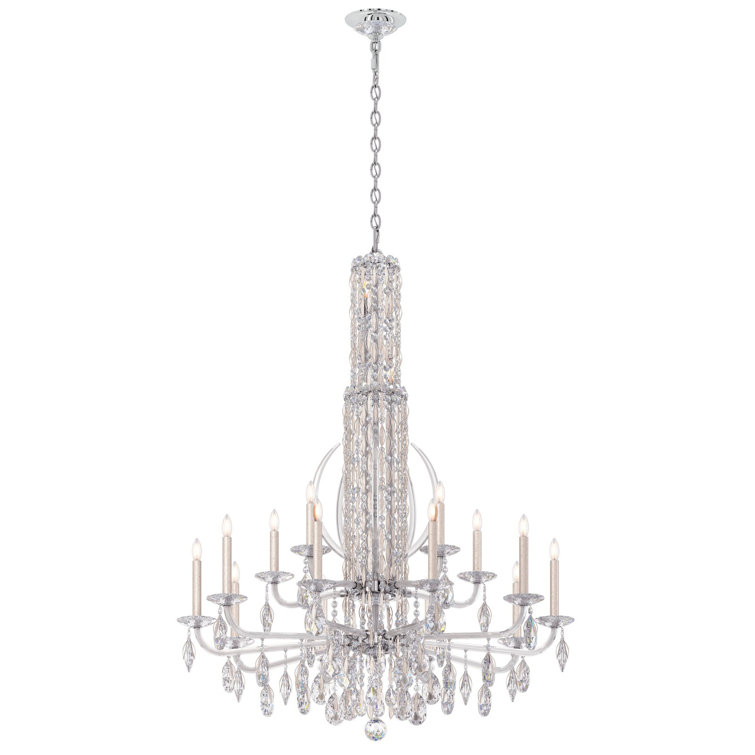 Antique Silver 17-Light Chandelier with Clear Heritage Crystal