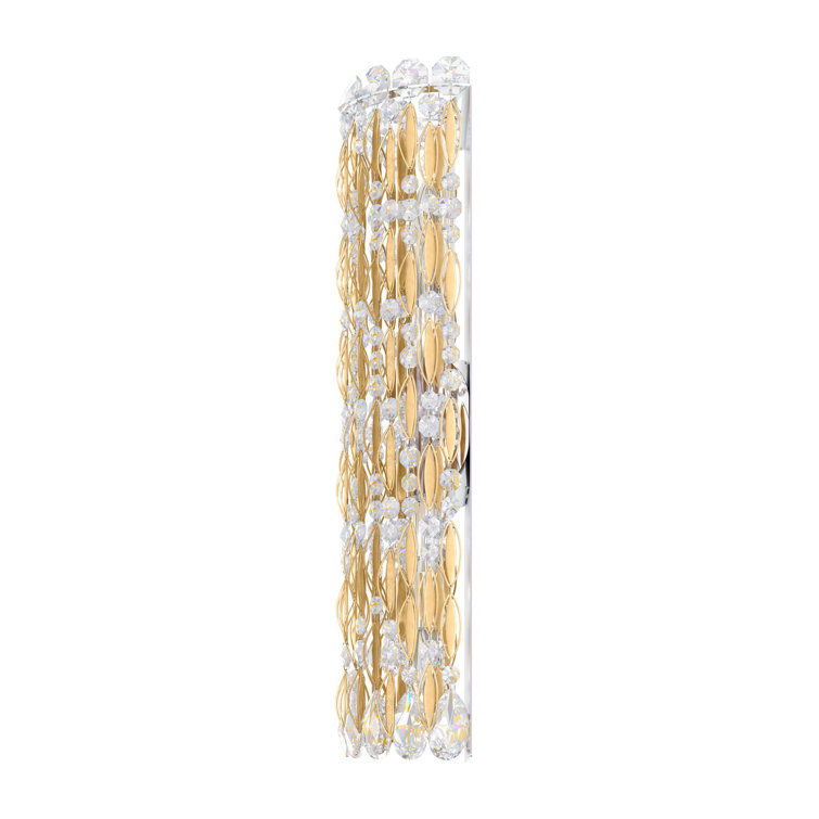 Heirloom Gold Sarella 4-Light Vanity Cylinder Sconce with Clear Crystals