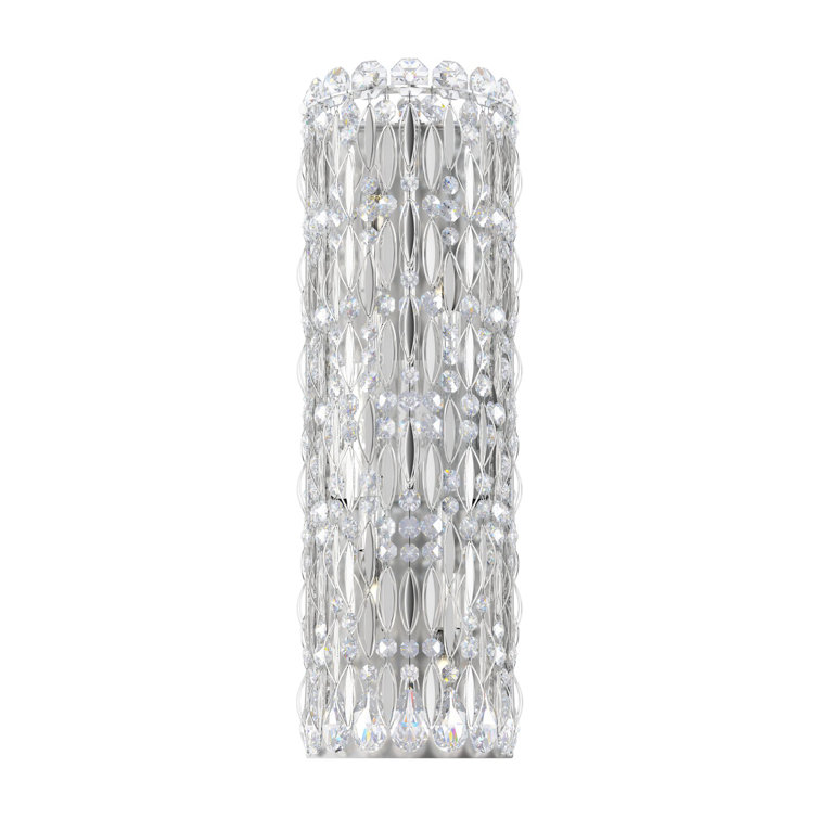 Elegant 4-Light Dimmable Stainless Steel Cylinder Sconce with Clear Crystals