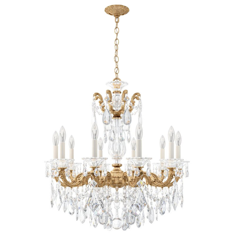 French Gold 6-Light Traditional Chandelier with Clear Heritage Crystals