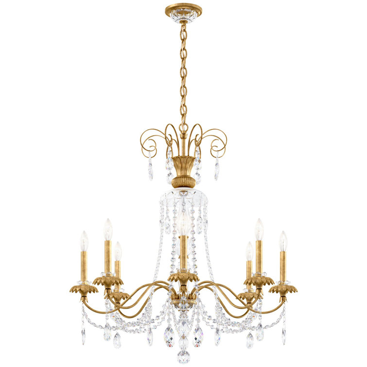 Helenia 75" Heirloom Gold and Crystal 8-Light Chandelier