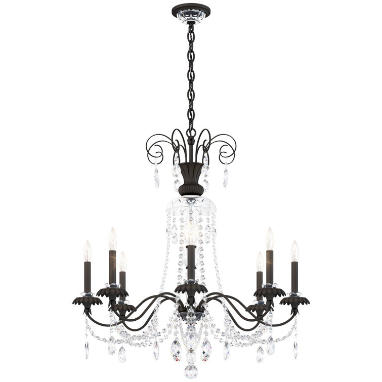 Elegante 75" Black Crystal 8-Light Incandescent Chandelier