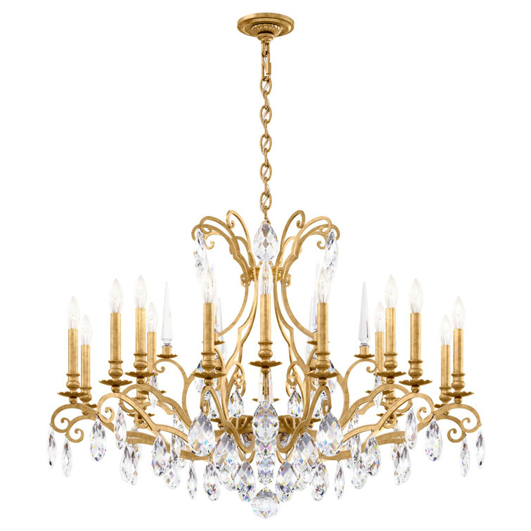 Heirloom Gold 18-Light Crystal Chandelier with Candelabra Base