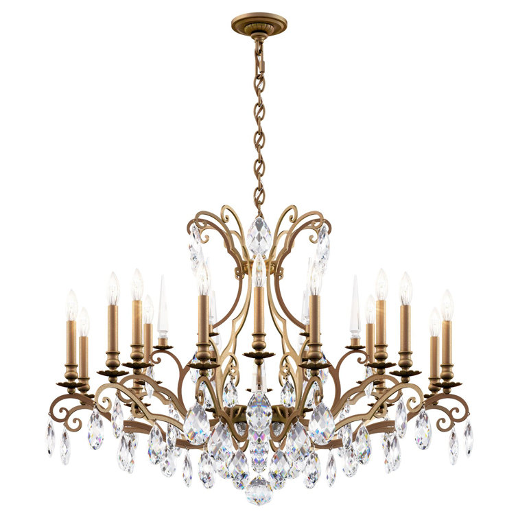 Etruscan Gold Renaissance Nouveau 18-Light Chandelier with Heritage Crystal