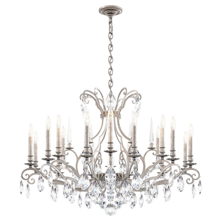 Renaissance Nouveau 18-Light Antique Silver Candle Chandelier