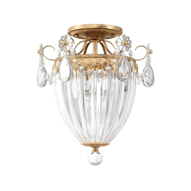 French Gold Crystal Semi Flush Mount Ceiling Light