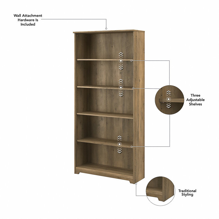 Cabot Reclaimed Pine 66" Tall Adjustable 5-Shelf Bookcase