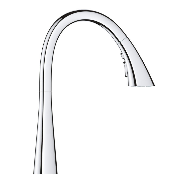 Chrome Single-Handle Pull-Down Kitchen Faucet with Triple Spray