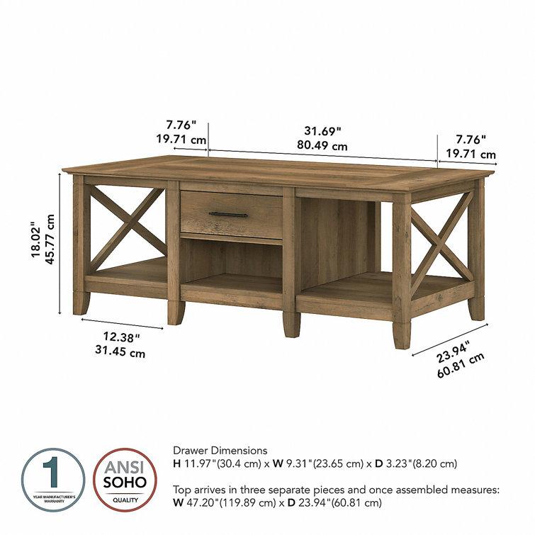 Key West Modern Farmhouse Coffee Table with Storage in Reclaimed Pine