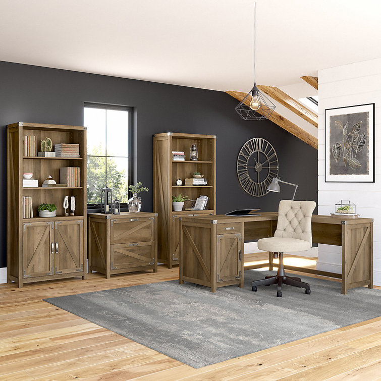 Modern Farmhouse Reclaimed Pine L-Shaped Desk with Storage