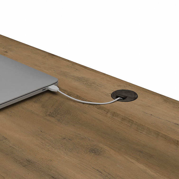 Modern Farmhouse Reclaimed Pine L-Shaped Desk with Storage
