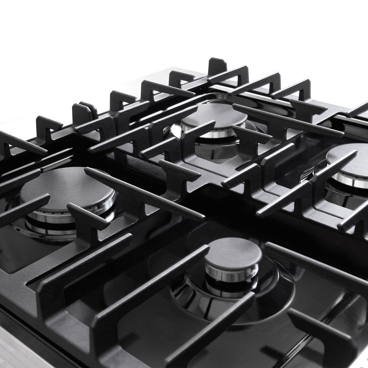 24-inch Stainless Steel Gas Range with Convection Oven and Cast Iron Grates