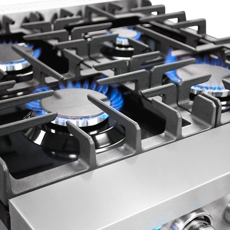 24-inch Stainless Steel Gas Range with Convection Oven and Cast Iron Grates