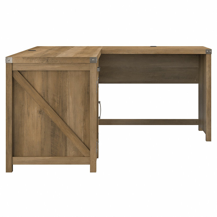 Modern Farmhouse Reclaimed Pine L-Shaped Desk with Storage