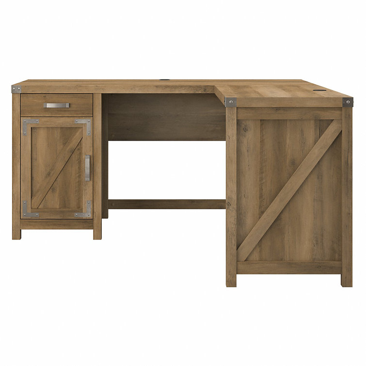 Modern Farmhouse Reclaimed Pine L-Shaped Desk with Storage