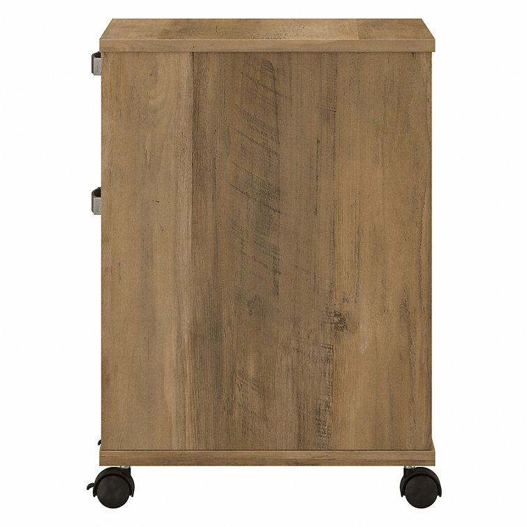 Reclaimed Pine 2-Drawer Mobile Filing Cabinet with Lockable Casters