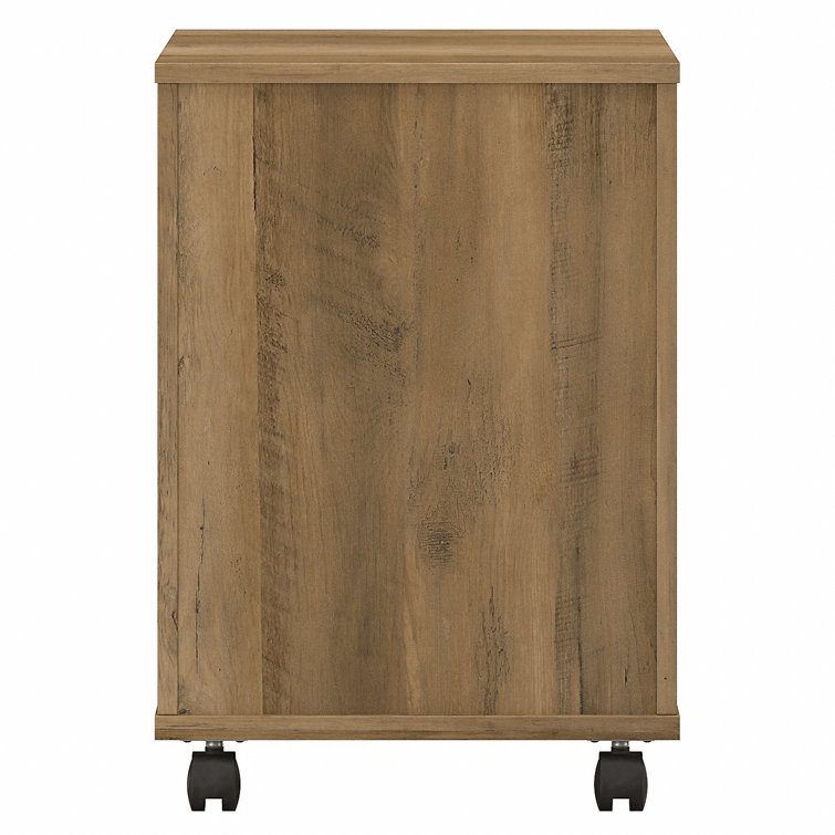 Reclaimed Pine 2-Drawer Mobile Filing Cabinet with Lockable Casters