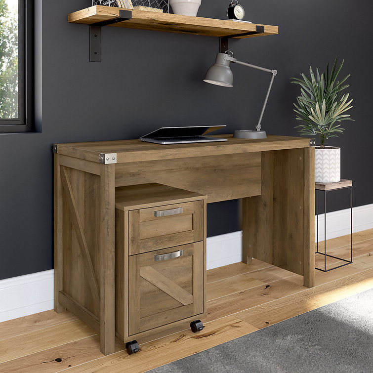 Reclaimed Pine 2-Drawer Mobile Filing Cabinet with Lockable Casters