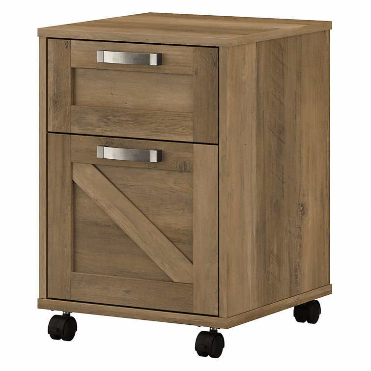 Reclaimed Pine 2-Drawer Mobile Filing Cabinet with Lockable Casters