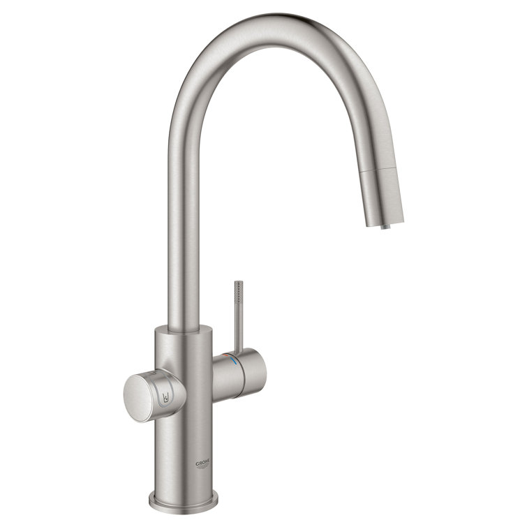 Modern 16" Stainless Steel Pull-Out Spray Kitchen Faucet
