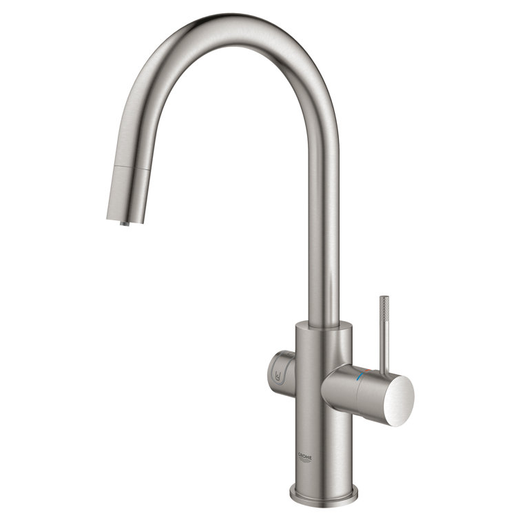 Modern 16" Stainless Steel Pull-Out Spray Kitchen Faucet