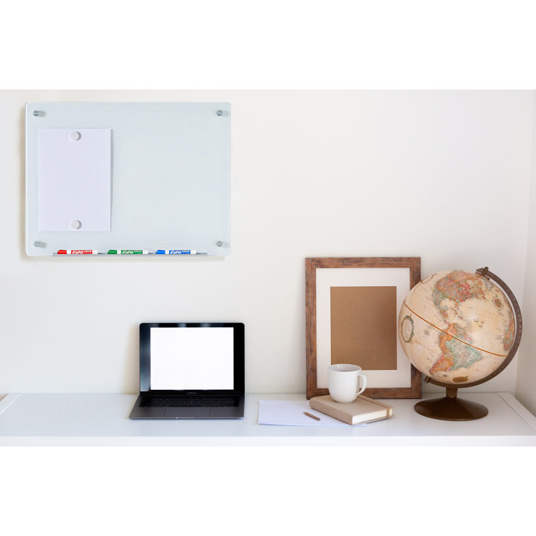 Freestanding White Tempered Glass Magnetic Board 36" x 24"