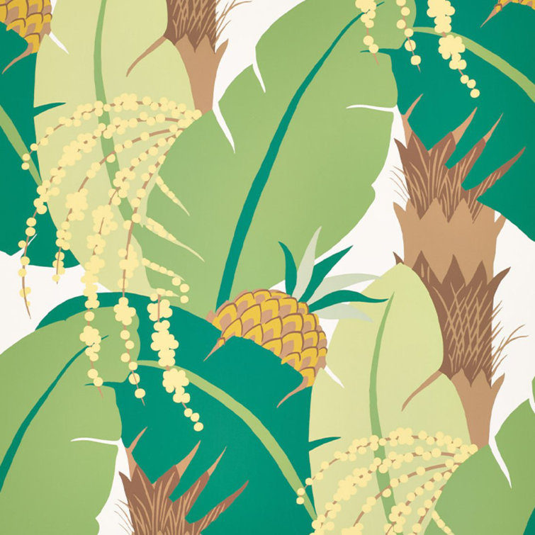 Green Palm Leaf Pattern Non-pasted Wallpaper