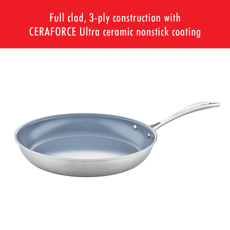 10" Stainless Steel Ceramic Nonstick Fry Pan