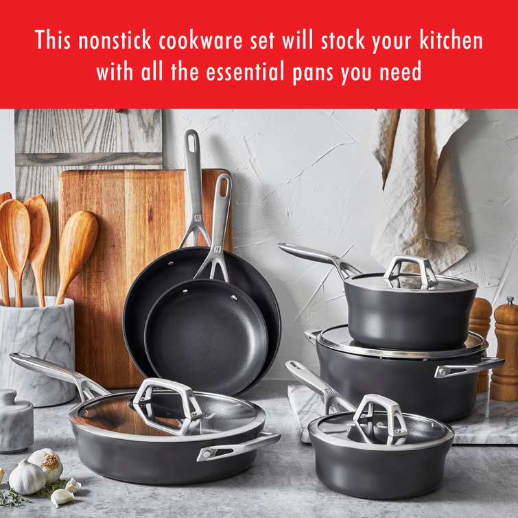 Zwilling Motion 10-Piece Black Aluminum Nonstick Cookware Set